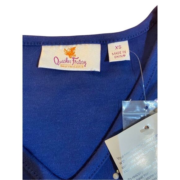 NWT Quacker Factory Embellished Studded Rhinestone Tunic Top S/XS - Picture 3 of 5